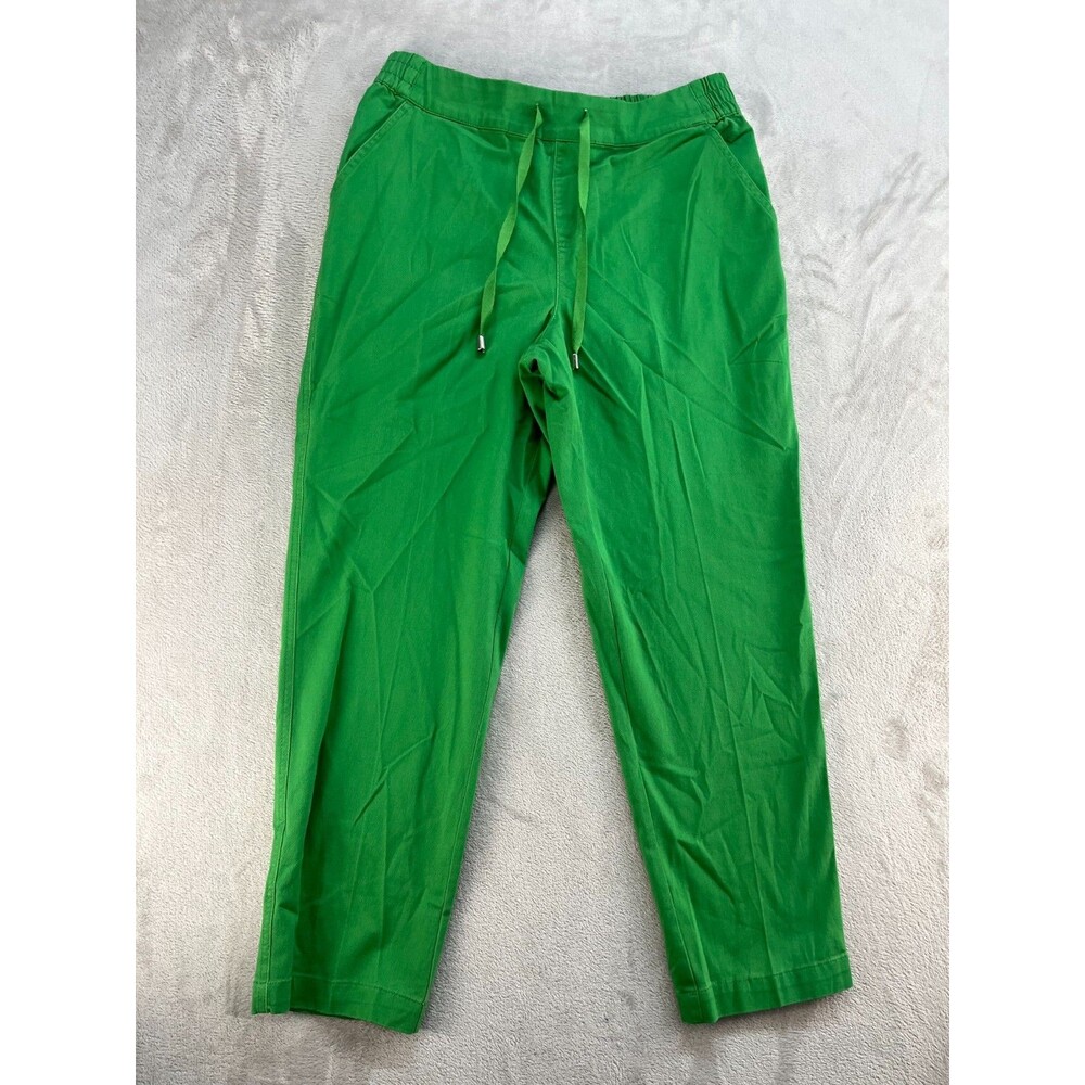 Appleseeds Stretch Pull-On Pants Womens Green Size12 Drawstring Casual